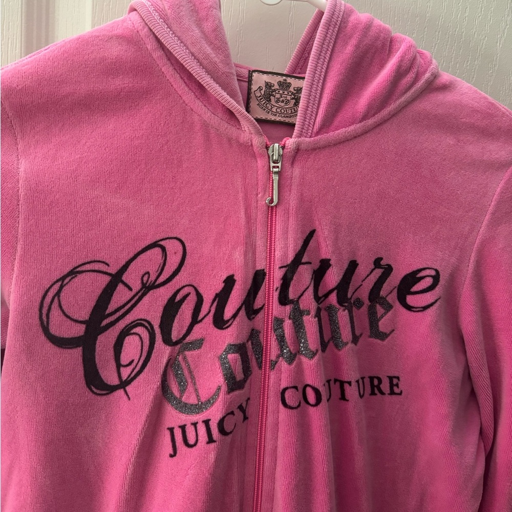 Juicy Couture Velour Y2K Zip Up Hoodie PINK | Size 2